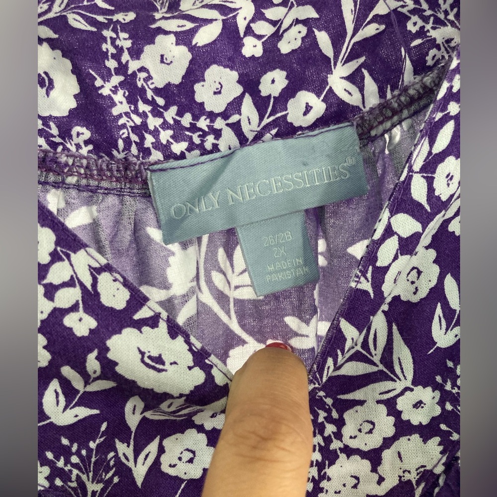 Only Necessities Purple and White Floral Blouse
